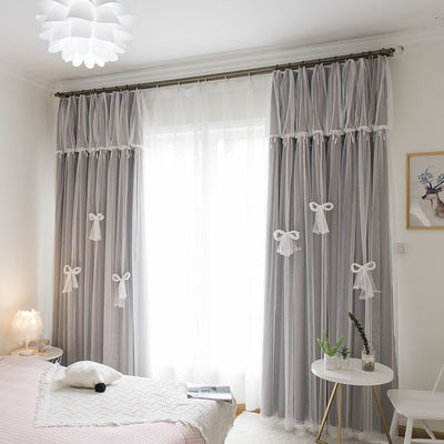 Tela luxuosa das cortinas de janela do escurecimento da sala de visitas de linho do algodão