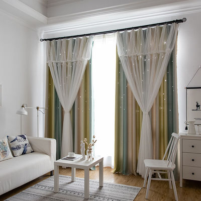 Matéria têxtil 100% luxuosa lisa da casa da tela da cortina do poliéster do hotel
