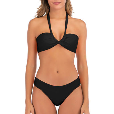 Levantar da fêmea das mulheres curtos do roupa de banho da luva do biquini do Bandeau maiôs laterais do laço