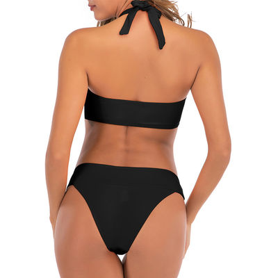 Levantar da fêmea das mulheres curtos do roupa de banho da luva do biquini do Bandeau maiôs laterais do laço