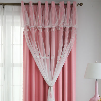 Poliéster 100% completo da tela 52*84inch da cortina branca de linho do escurecimento