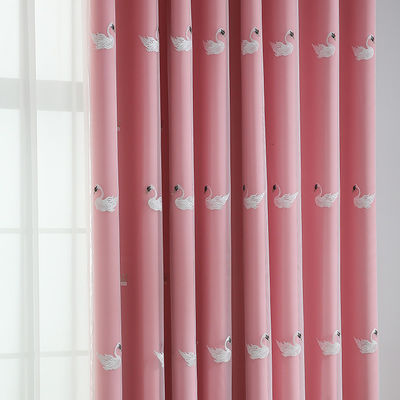 Poliéster 100% completo da tela 52*84inch da cortina branca de linho do escurecimento