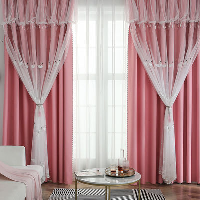 Tela 100% branca de Gauze Curtains Sheer Floral Embroidered do algodão do poliéster