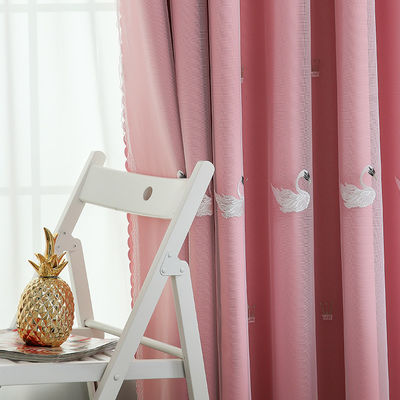 Tela 100% branca de Gauze Curtains Sheer Floral Embroidered do algodão do poliéster