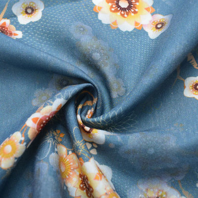 Tela de rayon viscoso impressa Challis floral sustentável de 100%