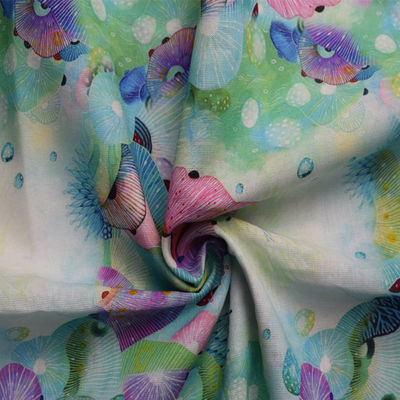Os tecidos de algodão luxuosos do poliéster iluminam - o Ramie tecido floral azul das calças do vestido