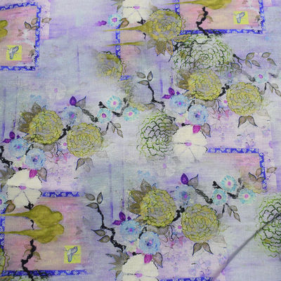 Os tecidos de algodão do poliéster de Digitas dirigem floral de rayon do Ramie de matéria têxtil 100% impressos