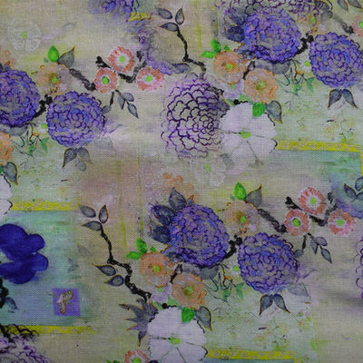 Os tecidos de algodão do poliéster de Digitas dirigem floral de rayon do Ramie de matéria têxtil 100% impressos