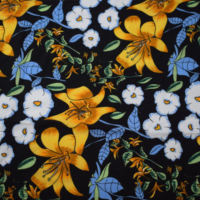 Da sarja floral macia da malha da cópia de rayon das blusas das partes superiores tela viscosa personalizada