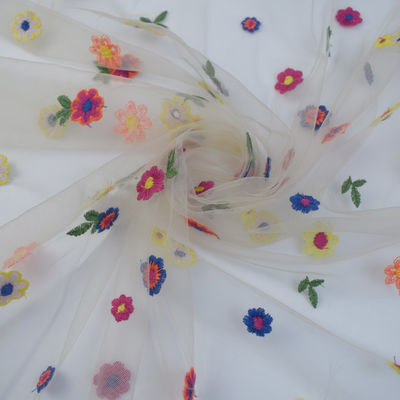 Bordado bom Mesh Dress Fabric Tulle Lace macio de nylon de 160CM