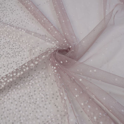 tela macia 90% 10% de nylon do vestido de casamento do laço do tule de 160cm metálico
