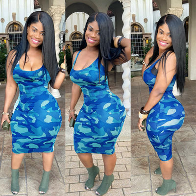 O clube positivo Maxi Sexy Sleeveless Dresses Summer UNeck do tamanho cortou