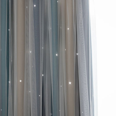 Tela macia da cortina das estrelas completas de linho para a sala de visitas