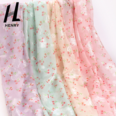 Tela chiffon do poliéster pequeno de matéria têxtil da impressão da flor para costurar a roupa