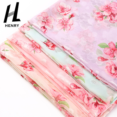 Tela impressa floral da gaze de seda do poliéster para a matéria têxtil do vestuário da forma