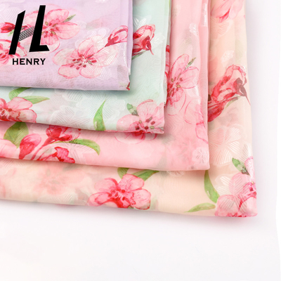 Tela impressa floral da gaze de seda do poliéster para a matéria têxtil do vestuário da forma