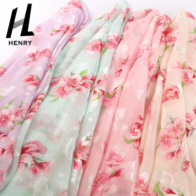 Tela impressa floral da gaze de seda do poliéster para a matéria têxtil do vestuário da forma