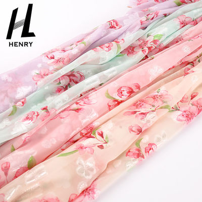 Cópia floral chiffon da tela macia feita sob encomenda do tule do teste padrão para a decoração de DIY