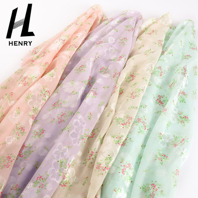 Impressão macia tecida da gaze de seda da tela do tule para vestuários do vestido