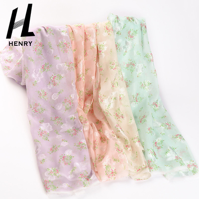 Tela impressa chiffon floral macia de matéria têxtil para o peso leve do vestuário