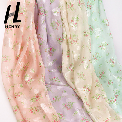 Tela impressa chiffon floral macia de matéria têxtil para o peso leve do vestuário
