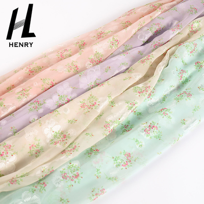 Tela impressa chiffon floral macia de matéria têxtil para o peso leve do vestuário
